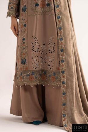 Luxury Pret Coffee Linen Embroidered Suit Mbdw-W2502Cf 18 Dww2502Beigeg Imanistudio.com