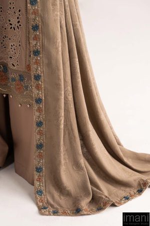 Luxury Pret Coffee Linen Embroidered Suit Mbdw-W2502Cf 19 Dww2502Beigeh Imanistudio.com
