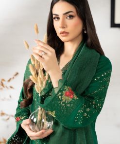 Luxury Pret Emerald Green Embroidered Linen Suit Mbdw-W2674Eg 14 Dww2574Greenc Imanistudio.com