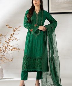 Luxury Pret Emerald Green Embroidered Linen Suit MBDW-W2674EG