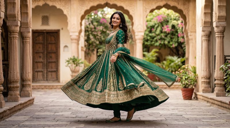 What Is Anarkali Dress? History, Features, And Types Explained 2 Women In Flowing Green Dress