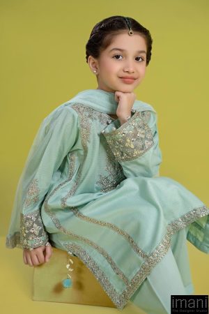 Maria.b Kids Wear Light Ferozi Embroidered Organza Suit Mbkd-Ef2602Fz 14 Mkd Ef2402 Ferozia Imanistudio.com