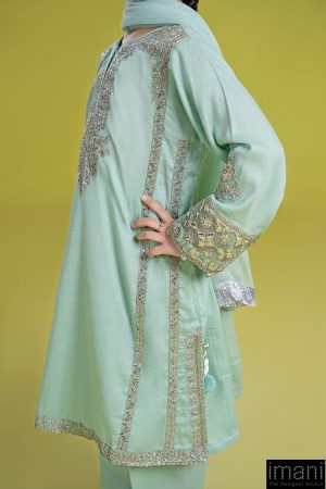 Maria.b Kids Wear Light Ferozi Embroidered Organza Suit Mbkd-Ef2602Fz 12 Mkd Ef2402 Ferozic Imanistudio.com