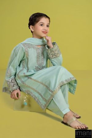 Maria.b Kids Wear Light Ferozi Embroidered Organza Suit Mbkd-Ef2602Fz 9 Mkd Ef2402 Ferozif Imanistudio.com