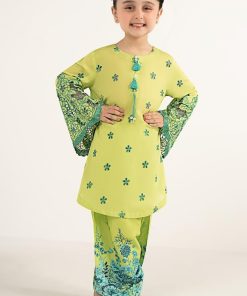 Maria.B Kids Wear Lime Green Embroidered Lawn Suit MBKD-EF2630GL