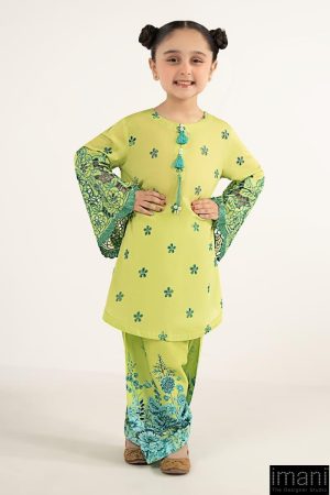 Maria.B Kids Wear Lime Green Embroidered Lawn Suit MBKD-EF2630GL