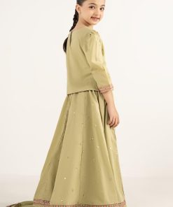 Maria.b Kids Wear Olive Green Embroidered Dobby Lawn Suit Mbkd-Ef2646Og 14 Mkdef2646Olivea Imanistudio.com