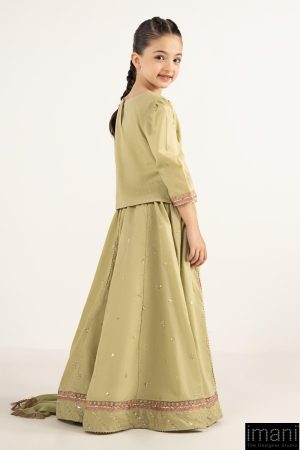 Maria.b Kids Wear Olive Green Embroidered Dobby Lawn Suit Mbkd-Ef2646Og 14 Mkdef2646Olivea Imanistudio.com