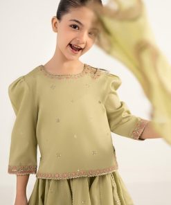 Maria.b Kids Wear Olive Green Embroidered Dobby Lawn Suit Mbkd-Ef2646Og 10 Mkdef2646Oliveb Imanistudio.com