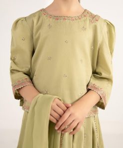 Maria.b Kids Wear Olive Green Embroidered Dobby Lawn Suit Mbkd-Ef2646Og 12 Mkdef2646Olived Imanistudio.com