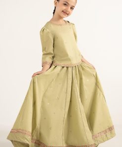 Maria.b Kids Wear Olive Green Embroidered Dobby Lawn Suit Mbkd-Ef2646Og 9 Mkdef2646Oliveg Imanistudio.com