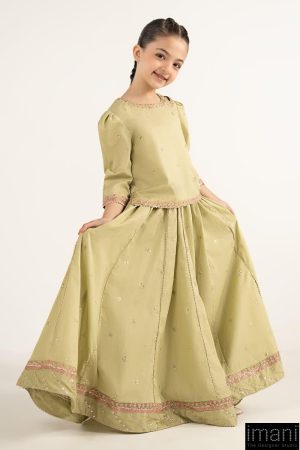 Maria.b Kids Wear Olive Green Embroidered Dobby Lawn Suit Mbkd-Ef2646Og 9 Mkdef2646Oliveg Imanistudio.com