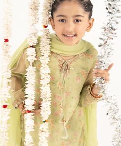 Maria.b Kids Wear Lime Green Organza Embroidered Suit Mbks-Ef2632Lg 12 Mksef2632Greenc Imanistudio.com