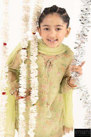 Maria.b Kids Wear Lime Green Organza Embroidered Suit Mbks-Ef2632Lg 12 Mksef2632Greenc Imanistudio.com