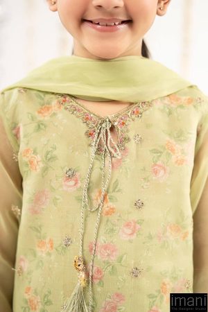 Maria.b Kids Wear Lime Green Organza Embroidered Suit Mbks-Ef2632Lg 13 Mksef2632Greend Imanistudio.com