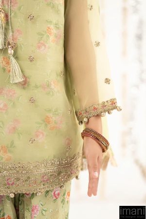 Maria.b Kids Wear Lime Green Organza Embroidered Suit Mbks-Ef2632Lg 14 Mksef2632Greene Imanistudio.com