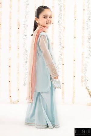 Maria.b Kids Wear Sky Blue Embroidered Organza Suit Mbks-Ef2643Sb 9 Mksef2643Bluea Imanistudio.com