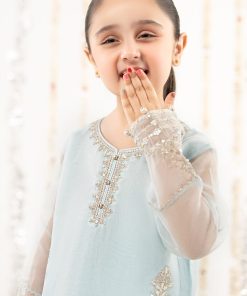 Maria.b Kids Wear Sky Blue Embroidered Organza Suit Mbks-Ef2643Sb 11 Mksef2643Bluec Imanistudio.com