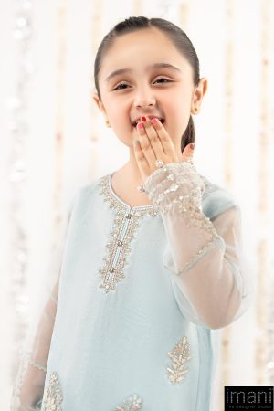 Maria.b Kids Wear Sky Blue Embroidered Organza Suit Mbks-Ef2643Sb 11 Mksef2643Bluec Imanistudio.com