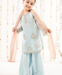 Maria.B Kids Wear Sky Blue Embroidered Organza Suit MBKS-EF2643SB