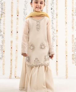 Maria.B Kids Wear Off-White Embroidered Organza Suit MBKS-EF2643OW