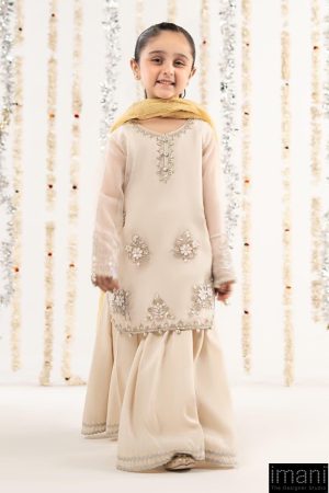 Maria.B Kids Wear Off-White Embroidered Organza Suit MBKS-EF2643OW