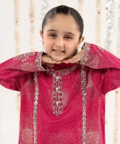 Maria.b Kids Wear Hot Pink Raw Silk Embroidered Suit Mbks-Ef2645Hp 12 Mksef2645Pinkb Imanistudio.com