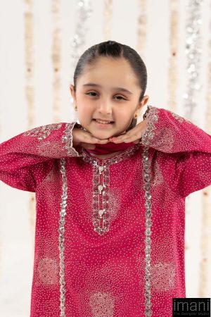 Maria.b Kids Wear Hot Pink Raw Silk Embroidered Suit Mbks-Ef2645Hp 12 Mksef2645Pinkb Imanistudio.com