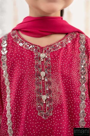 Maria.b Kids Wear Hot Pink Raw Silk Embroidered Suit Mbks-Ef2645Hp 13 Mksef2645Pinkc Imanistudio.com