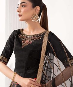 Luxury Formal Black Embroidered Raw Silk Skirt Suit Mbsf-Ef2604Bp 9 Sf Ef2604Blacka Imanistudio.com