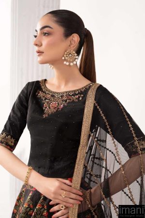 Luxury Formal Black Embroidered Raw Silk Skirt Suit Mbsf-Ef2604Bp 9 Sf Ef2604Blacka Imanistudio.com