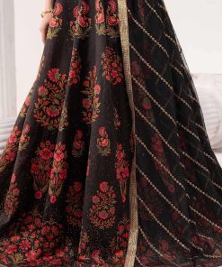 Luxury Formal Black Embroidered Raw Silk Skirt Suit Mbsf-Ef2604Bp 11 Sf Ef2604Blackc Imanistudio.com