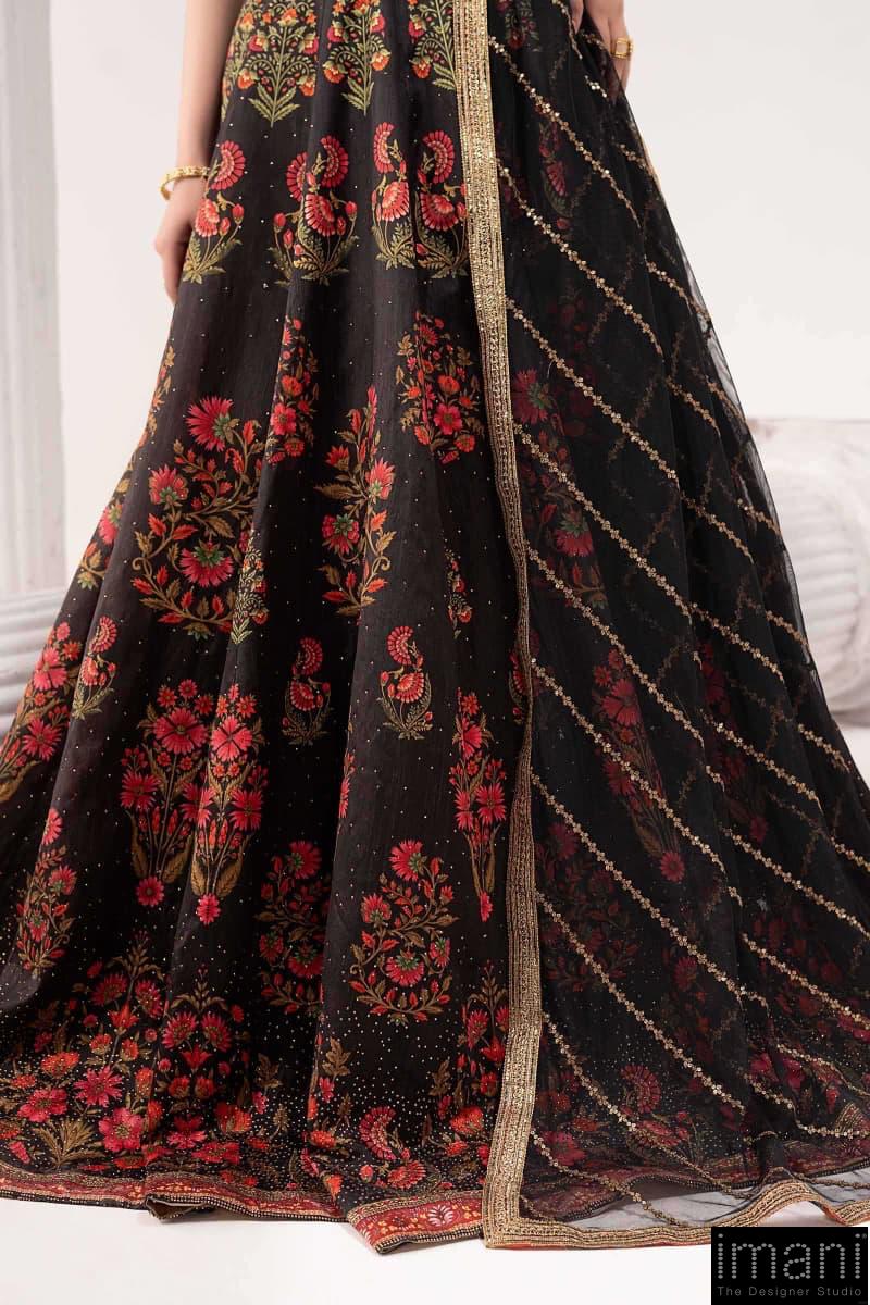 Luxury Formal Black Embroidered Raw Silk Skirt Suit Mbsf-Ef2604Bp 5 Luxury Formal Black Embroidered Raw Silk Skirt Suit Mbsf-Ef2604Bp - Image 5