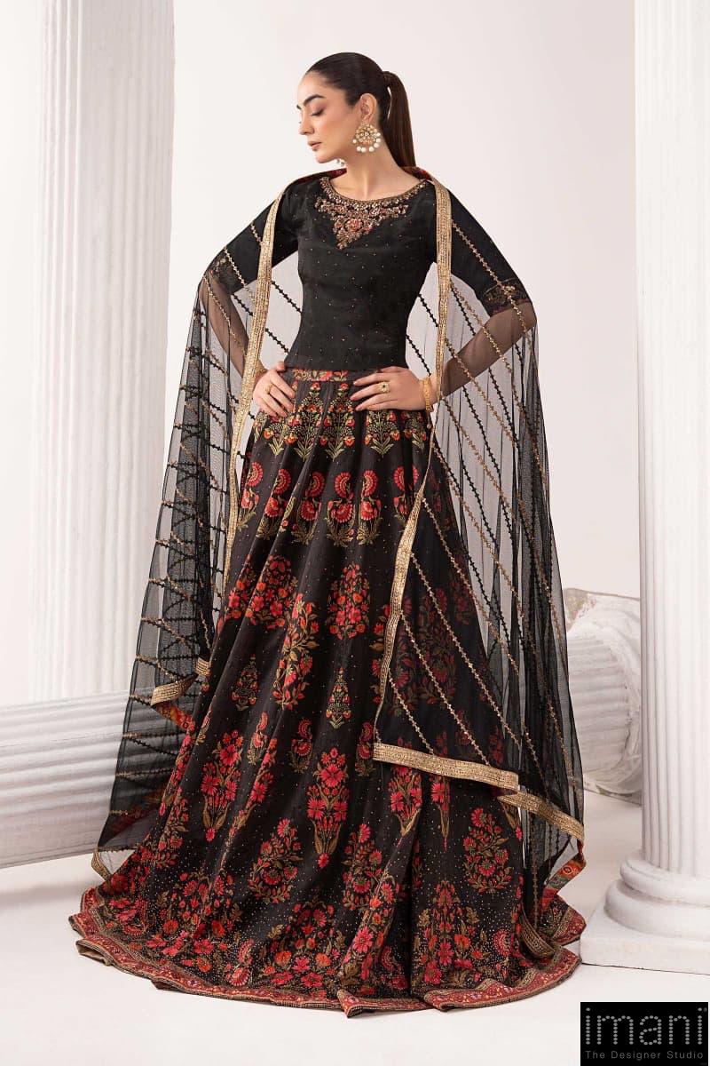 Luxury Formal Black Embroidered Raw Silk Skirt Suit Mbsf-Ef2604Bp 2 Luxury Formal Black Embroidered Raw Silk Skirt Suit Mbsf-Ef2604Bp - Image 2