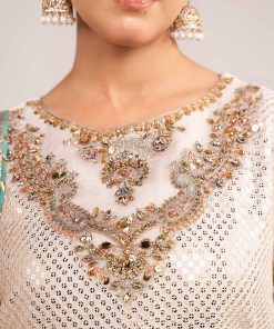 Luxury Formal Off White Embroidered Chiffon/Raw Silk Suit Mbsf-Ef2615Wo 12 Sfef2615Ab Imanistudio.com