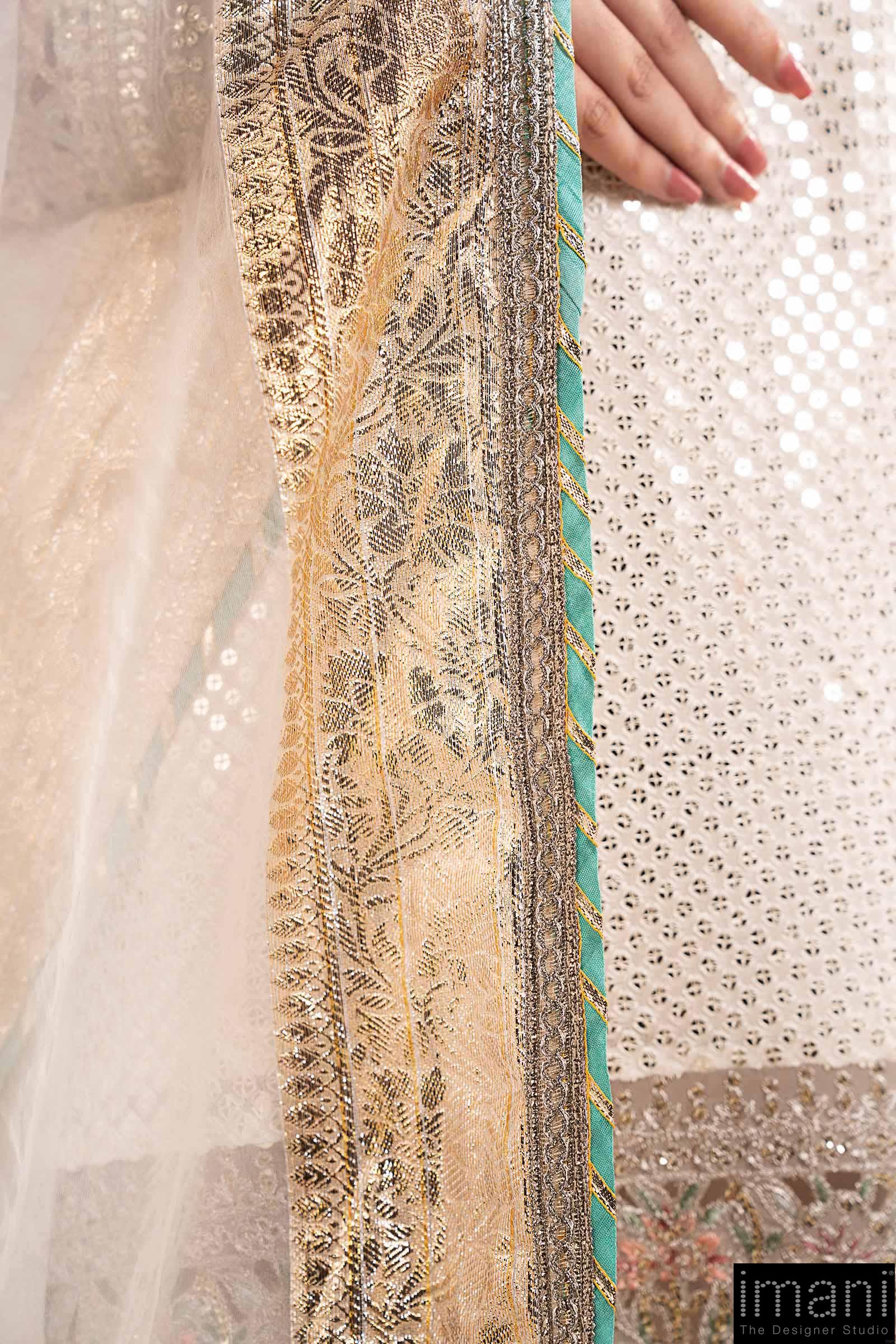 Luxury Formal Off White Embroidered Chiffon/Raw Silk Suit Mbsf-Ef2615Wo 7 Luxury Formal Off White Embroidered Chiffon/Raw Silk Suit Mbsf-Ef2615Wo - Image 7