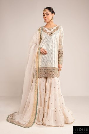 Luxury Formal Off White Embroidered Chiffon/Raw Silk Suit Mbsf-Ef2615Wo 10 Sfef2615Ae Imanistudio.com