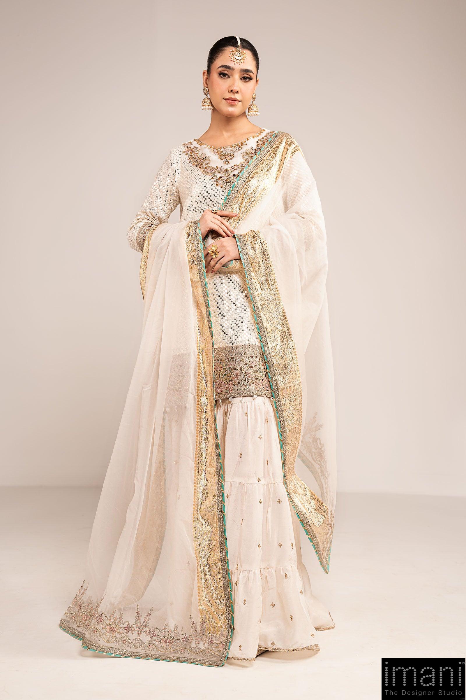 Luxury Formal Off White Embroidered Chiffon/Raw Silk Suit Mbsf-Ef2615Wo 1 Luxury Formal Off White Embroidered Chiffon/Raw Silk Suit Mbsf-Ef2615Wo