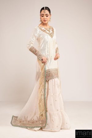 Luxury Formal Off White Embroidered Chiffon/Raw Silk Suit Mbsf-Ef2615Wo 11 Sfef2615Ag Imanistudio.com