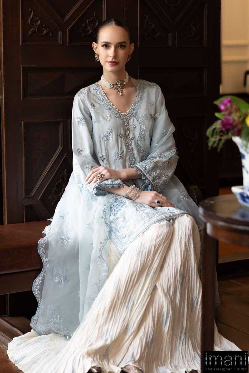 Luxury Formal Sky Blue Embroidered Raw Silk Suit Mbsf-Ef2619Sb 3 Luxury Formal Sky Blue Embroidered Raw Silk Suit Mbsf-Ef2619Sb - Image 3