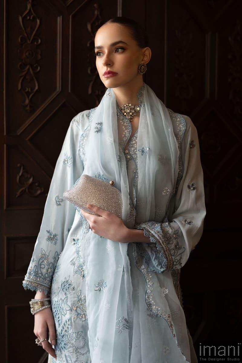 Luxury Formal Sky Blue Embroidered Raw Silk Suit Mbsf-Ef2619Sb 4 Luxury Formal Sky Blue Embroidered Raw Silk Suit Mbsf-Ef2619Sb - Image 4