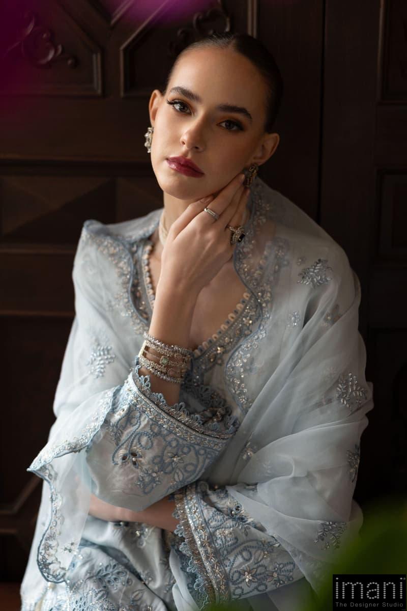 Luxury Formal Sky Blue Embroidered Raw Silk Suit Mbsf-Ef2619Sb 6 Luxury Formal Sky Blue Embroidered Raw Silk Suit Mbsf-Ef2619Sb - Image 6