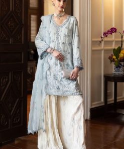 Luxury Formal Sky Blue Embroidered Raw Silk Suit MBSF-EF2619SB