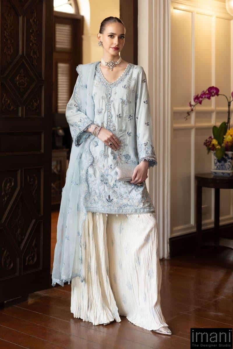 Luxury Formal Sky Blue Embroidered Raw Silk Suit Mbsf-Ef2619Sb 1 Luxury Formal Sky Blue Embroidered Raw Silk Suit Mbsf-Ef2619Sb