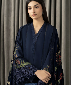 Luxury Pret Navy Blue Twill Linen Embroidered Suit Mbwls-1312Nb 16 Wls 1312Navya Imanistudio.com