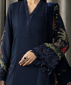 Luxury Pret Navy Blue Twill Linen Embroidered Suit Mbwls-1312Nb 15 Wls 1312Navyb Imanistudio.com