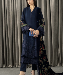 Luxury Pret Navy Blue Twill Linen Embroidered Suit Mbwls-1312Nb 11 Wls 1312Navyc Imanistudio.com