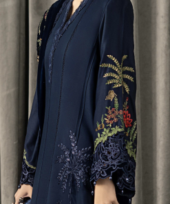 Luxury Pret Navy Blue Twill Linen Embroidered Suit Mbwls-1312Nb 14 Wls 1312Navyd Imanistudio.com