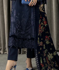 Luxury Pret Navy Blue Twill Linen Embroidered Suit Mbwls-1312Nb 17 Wls 1312Navye Imanistudio.com