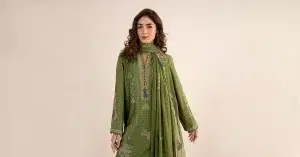 Maria.b Luxury Pret Green Embroidered Dobby Jacquard Suit Mbdw-Ea2605Gg 15 Dw Ea2605Green Imanistudio.com